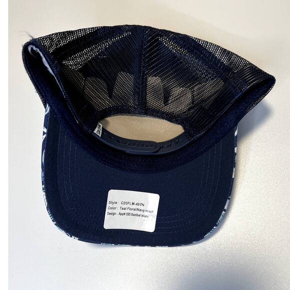 Adjustable Baseball Hat, Navy Tropical Front, Mesh Back NWT - Picture 3 of 5
